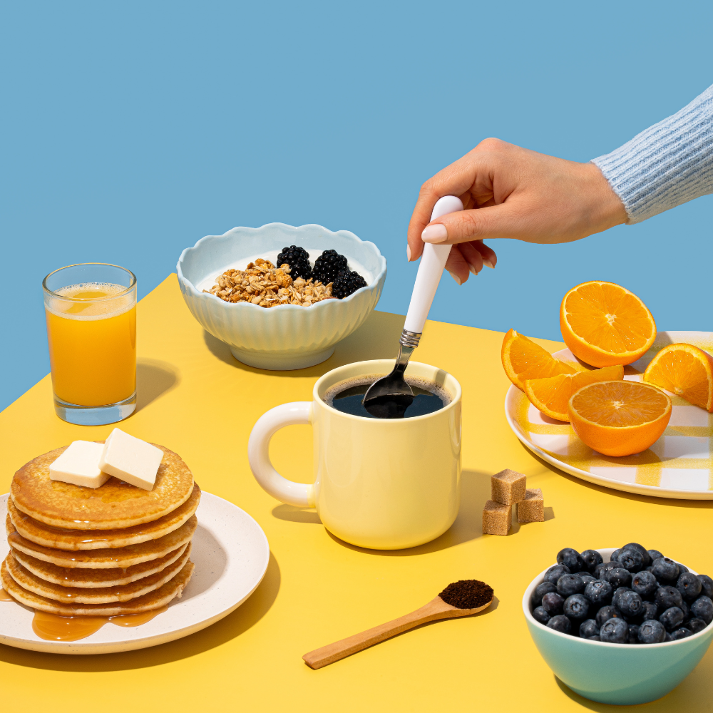 canadian coffee with healthy breakfast