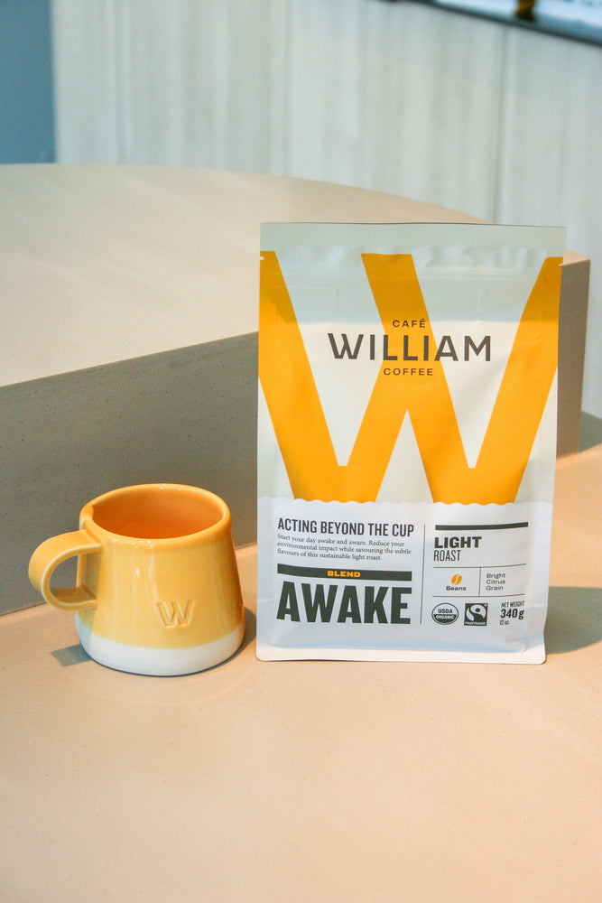 Awake coffee and Atelier Make porcelain coffee cup set