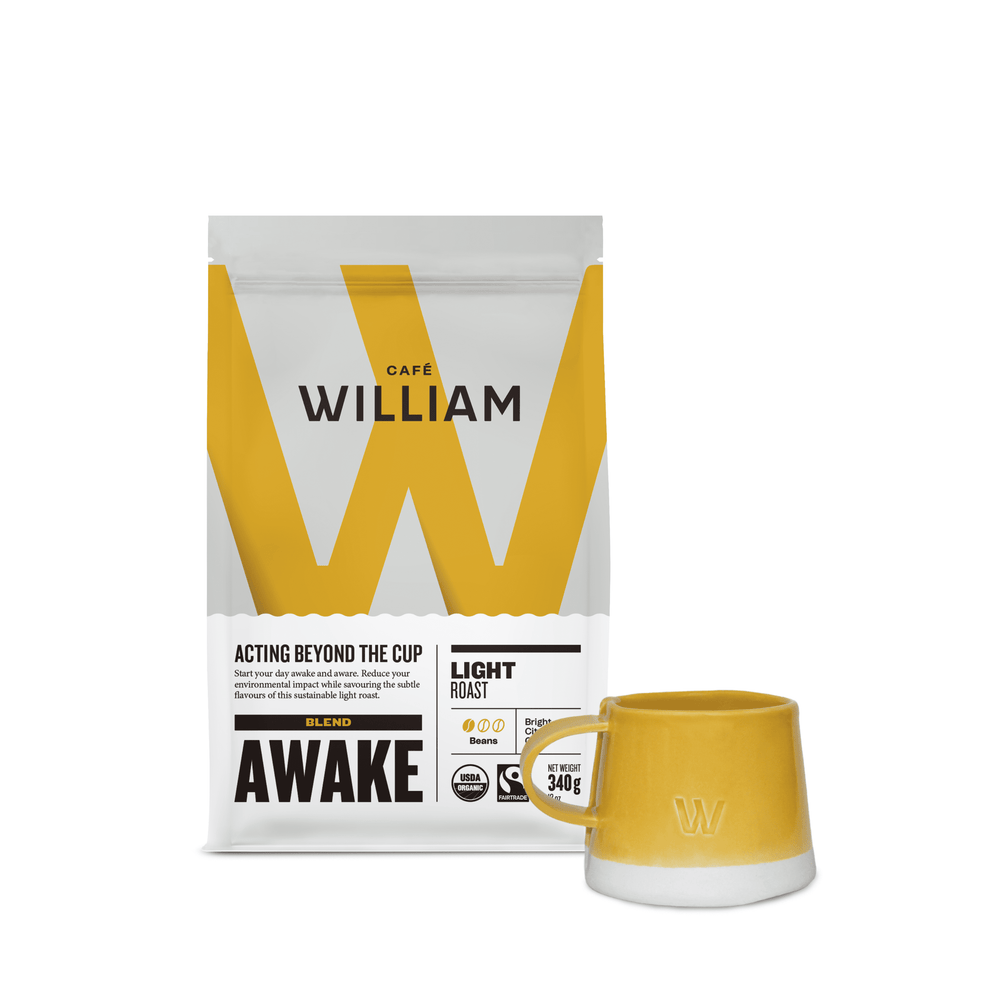 Awake coffee and porcelain coffee cup set